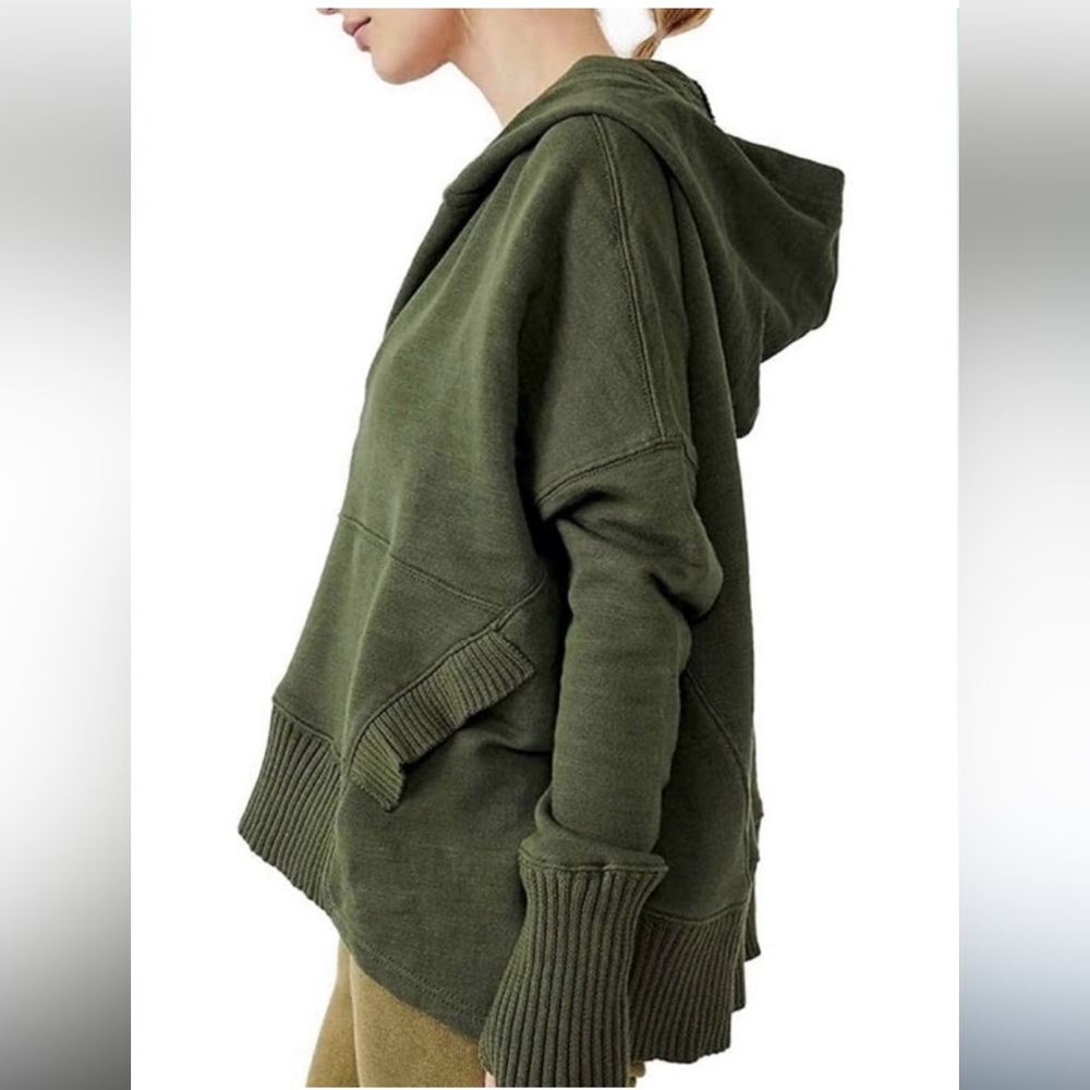 FREE PEOPLE FP Movement Solid Honey Dove Hoodie Pullover NEW Size XS Army Green - Picture 8 of 11